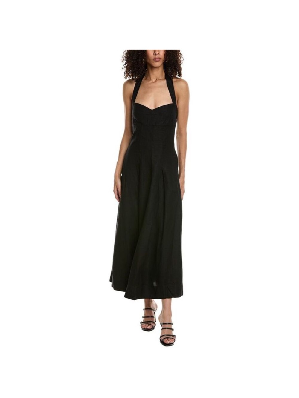 NICHOLAS Black Lulu Halter Linen Blend Maxi Dress Size 0